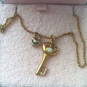 Juicy Couture Heart and Key Gold Necklace